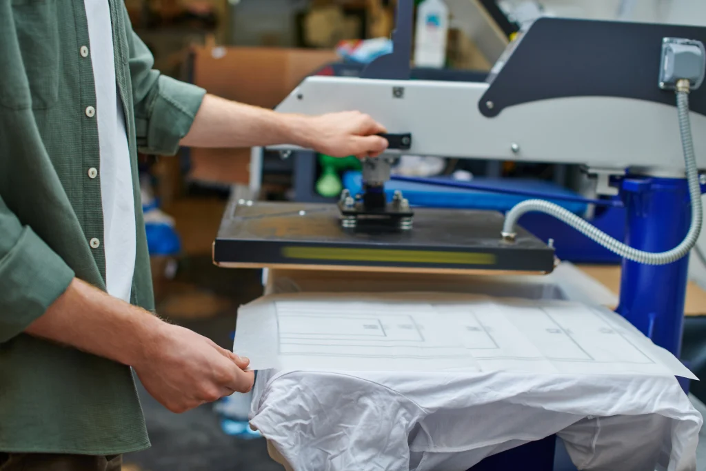 Industrial heat press machine control panel ensuring exact time and temperature for bulk orders.