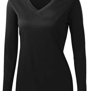 Women’s Black V-Neck Long Sleeve Top