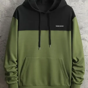 Urban Dual Tone Pullover Hoodie – Olive & Black