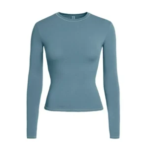 Women’s Dusty Blue Long Sleeve Basic Top