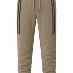 Textured Stripe Track Joggers – Taupe Beige
