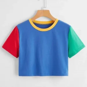 Women’s Color Block Crop T-Shirt