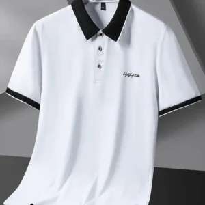 Classic White Contrast Collar Polo