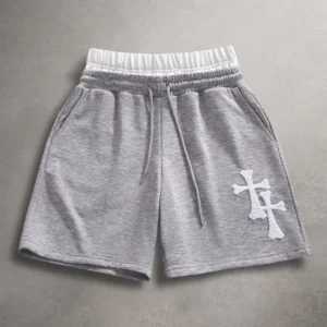 Cross Embroidered Sweat Shorts