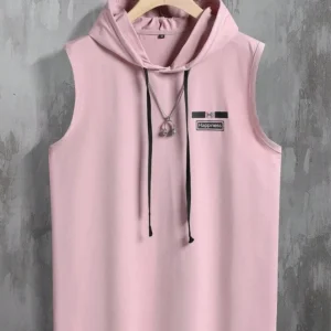 Casual Sleeveless Hoodie – Dusty Pink
