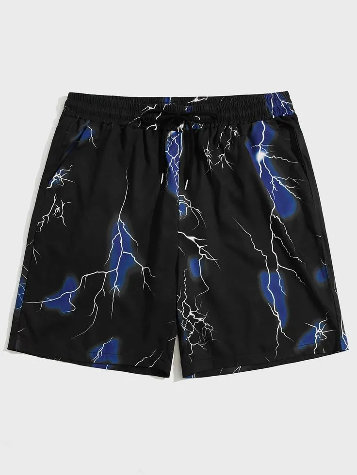Guys Lightning Print Shorts_1_11zon Electric Storm Print Shorts