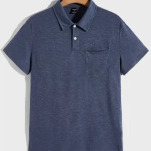 Pocket Detail Blue Polo Shirt
