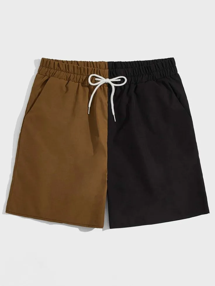 Guys Two Tone Drawstring Shorts_4_11zon Earth Tone Two-Tone Shorts