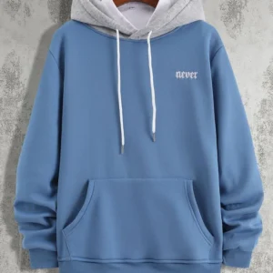 Contrast Hood Fleece Hoodie – Sky Blue