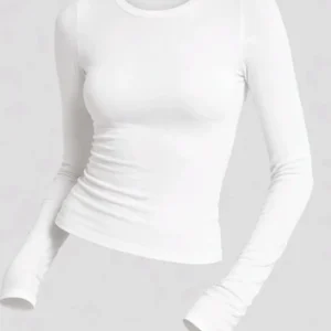 Women’s White Fitted Long Sleeve T-Shirt