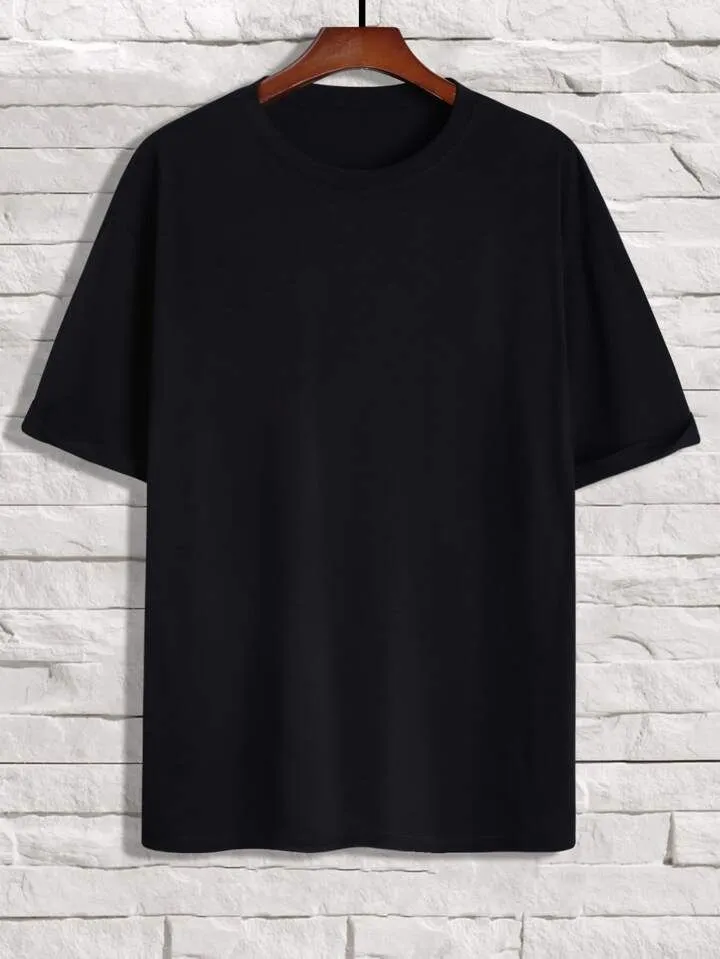 Manfinity EMRG Men Floral & Letter Graphic Drop Shoulder Tee_9_11zon Classic Black Everyday Tee