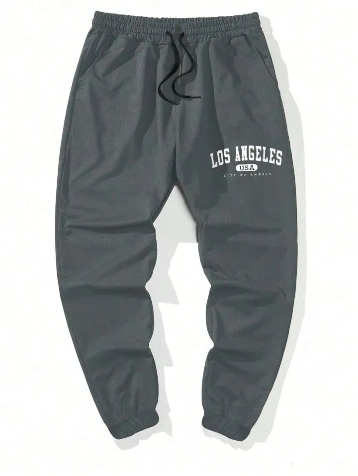Manfinity Homme Men's Loose Slogan Graphic Sweatpants With Drawstring Waist (1)_8_11zon Los Angeles Classic Joggers – Charcoal Grey
