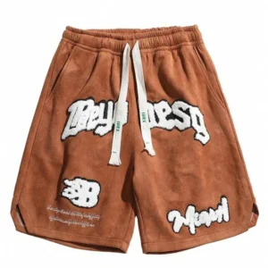 Vintage Embroidered Street Shorts – Brown