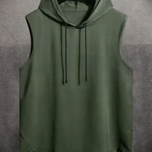 Athletic Sleeveless Hoodie – Olive Gree