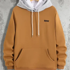 Vintage Contrast Hoodie – Camel Brown