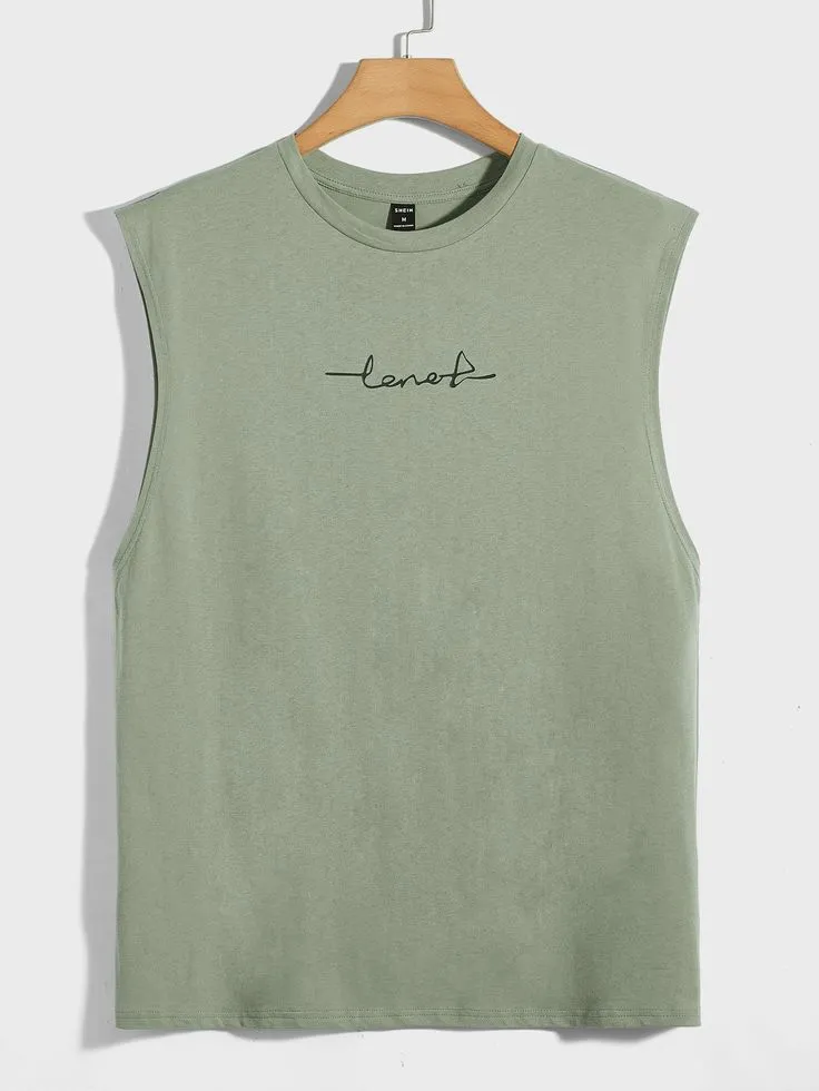 Men Letter Graphic Tank Top_6_11zon Sage Green Script Muscle Tee