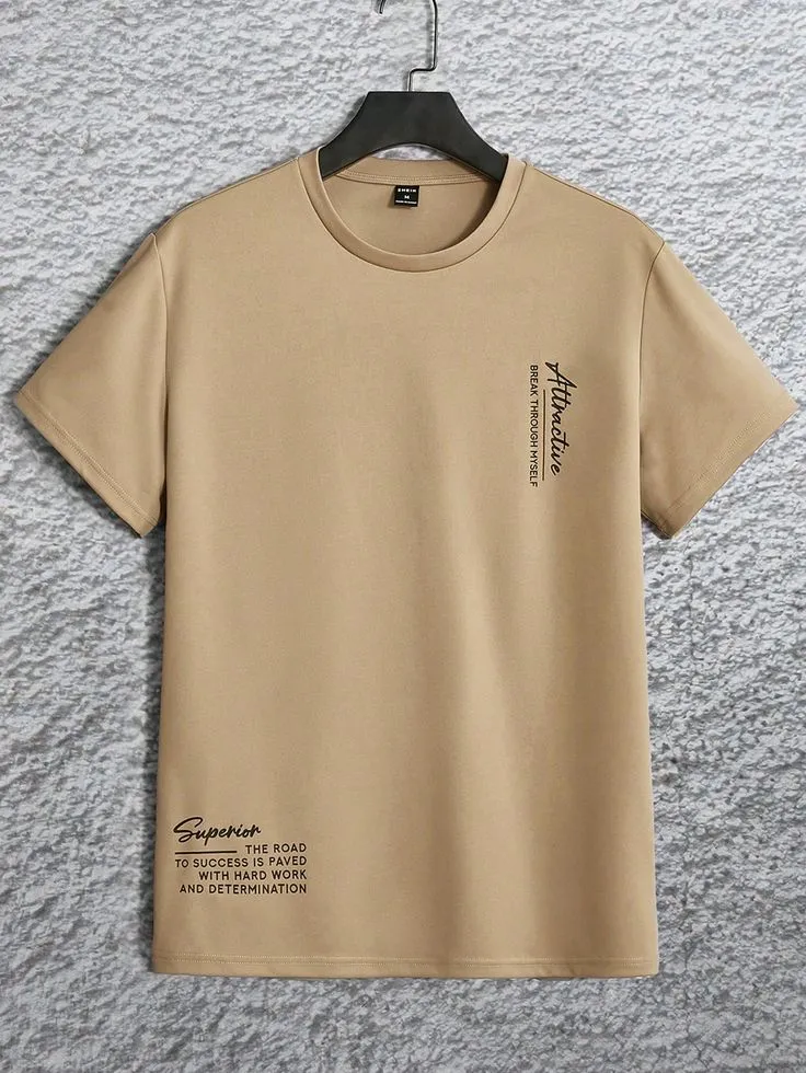 Men Slogan Graphic Tee_1_11zon Classic Beige Typography Tee