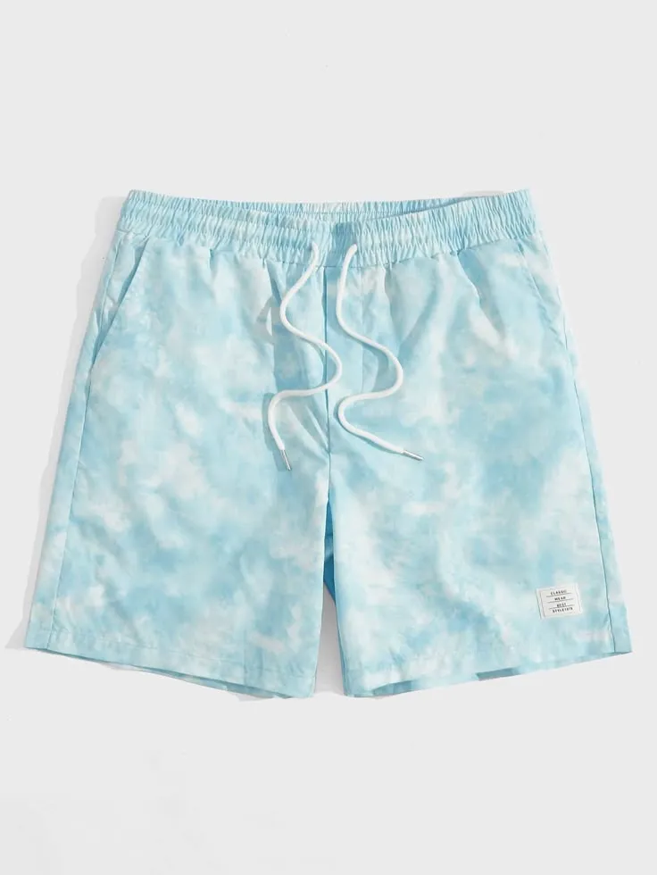 Men Tie Dye Patch Pocket Shorts_5_11zon Cloud Wash Tie-Dye Shorts – Blue