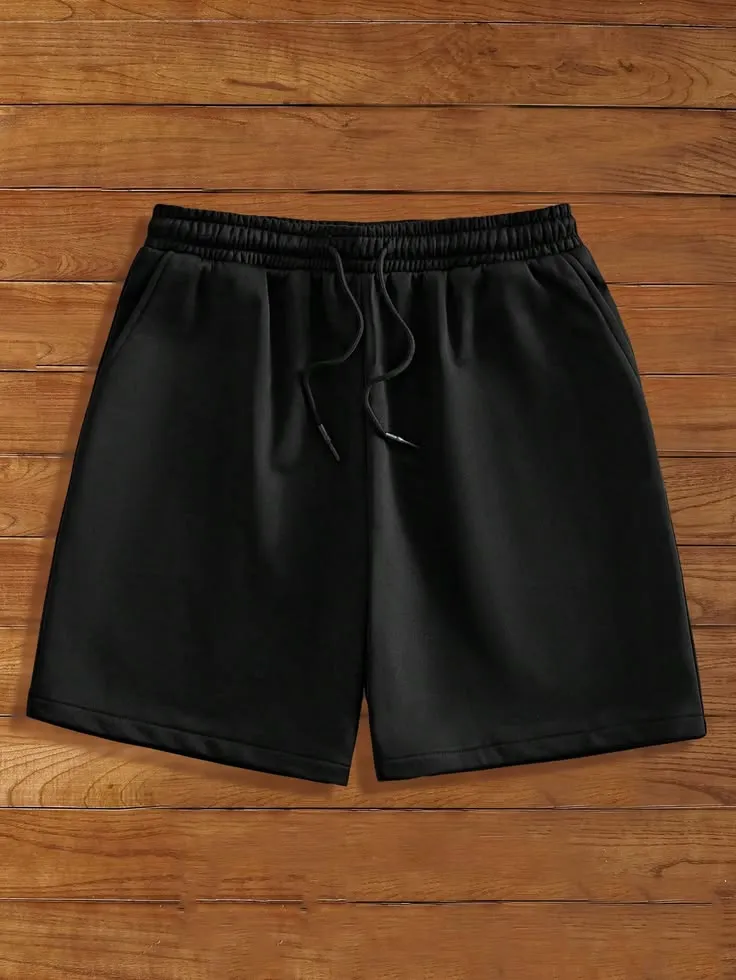 Men's Casual Solid Color Shorts, Versatile For Summer_4_11zon Classic Black Casual Shorts