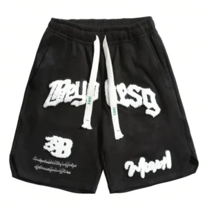Urban Embroidery Lounge Shorts – Black