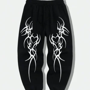 Tribal Graphic Street Sweatpants – Black & White