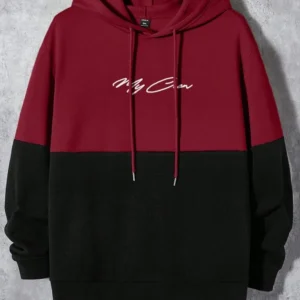 Signature Color Block Hoodie – Maroon & Black