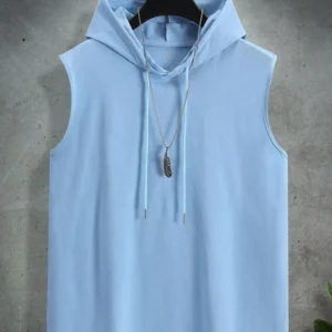 Lightweight Hooded Tank Top – Sky Blue