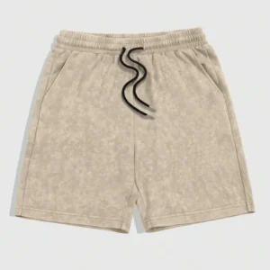 Stone Wash Lounge Shorts – Beige
