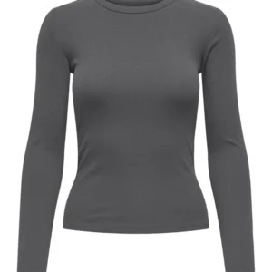 Women’s Charcoal Ribbed Long Sleeve Top
