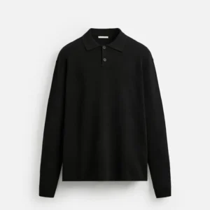Essential Black Long Sleeve Polo
