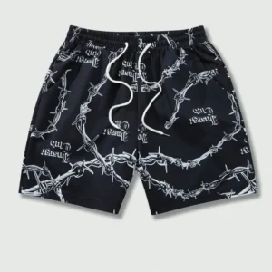 Barbed Wire Print Casual Shorts