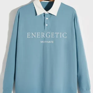 Sky Blue Graphic Collar Polo