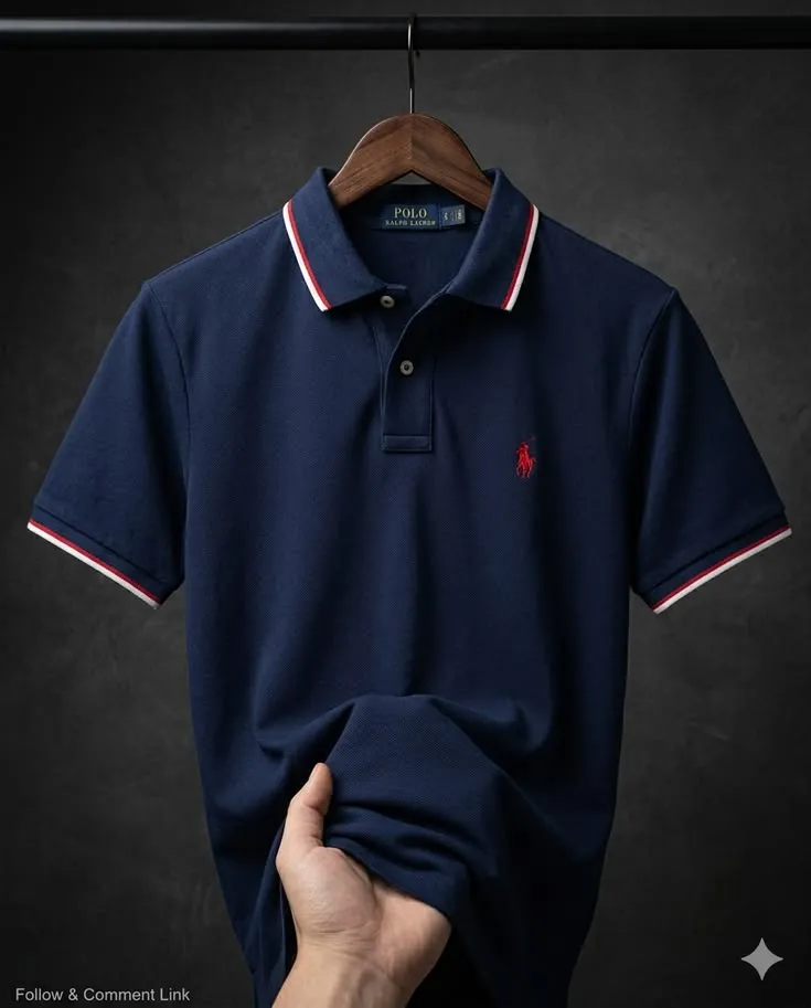 Slim Fit Polo T-Shirt _ Solid Color Short Sleeve T-shirt Polo_2_11zon Premium Navy Slim Fit Polo