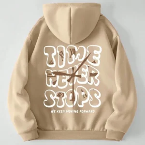 Time Never Stops Hoodie – Cream Beige
