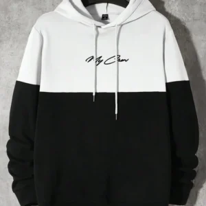 Minimal Contrast Hoodie – White & Black