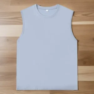 Casual Sleeveless Cotton Tee – Light Grey