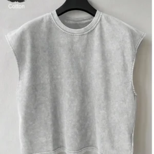 Fog Gray Acid-Wash Muscle Tee