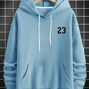 Number Print Pullover Hoodie – Sky Blue