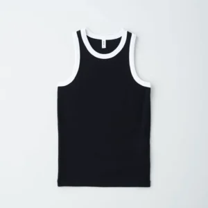 Racer Ribbed Tank Top – Navy & White