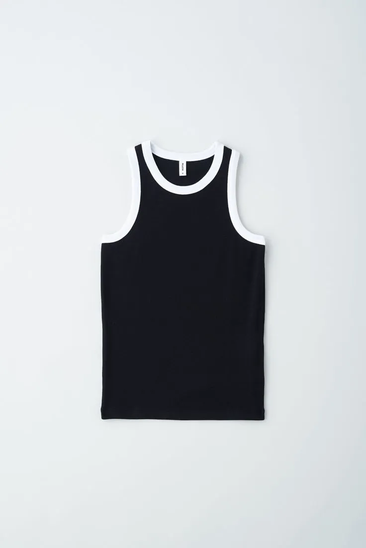 Women's Racer Tank _ Kotn_7_11zon Racer Ribbed Tank Top – Navy & White