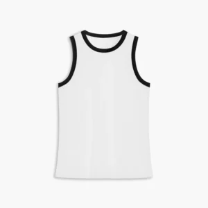 Contrast Trim Tank Top – White & Black