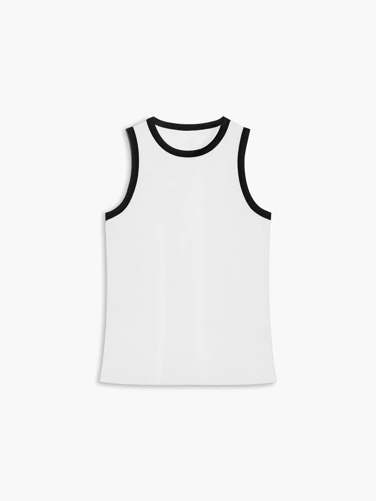 Worth A Million Contrast Trim Tank Top_9_11zon Contrast Trim Tank Top – White & Black