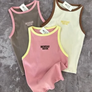 Contrast Trim Ribbed Tank Top – Retro Edition