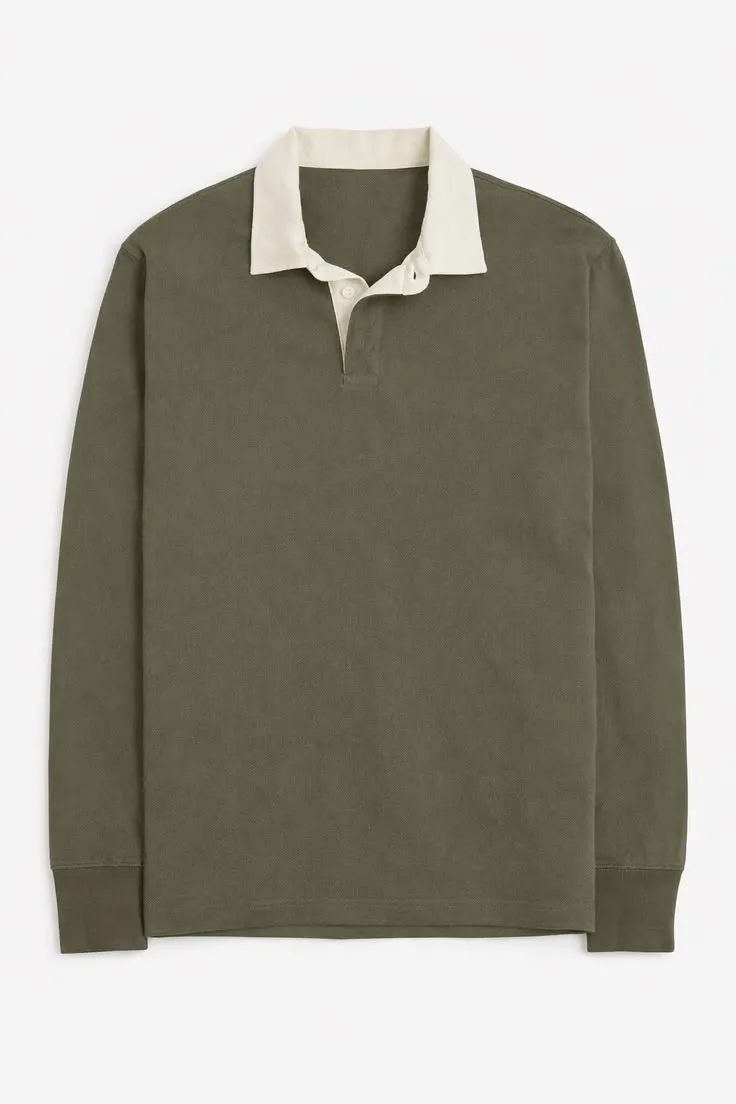 download (1)_3_11zon Olive Contrast Collar Long Sleeve Polo