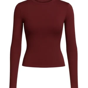 Women’s Burgundy Slim Fit Long Sleeve Top