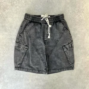 Vintage Washed Denim Cargo Shorts