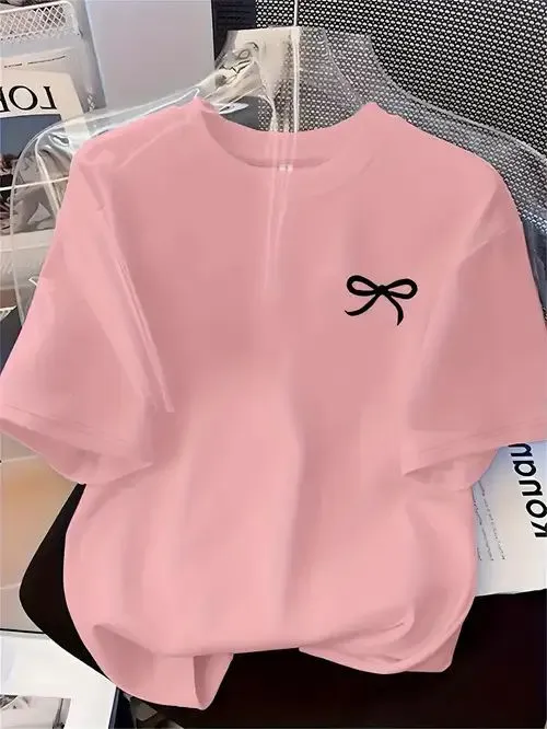 download (2)_7_11zon Women’s Cute Bow Embroidery Pink Tee