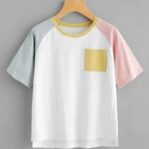 Women’s Pocket Detail Color Block Tee
