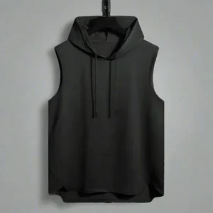 Urban Sleeveless Hoodie – Charcoal Black