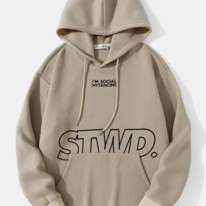 Social Distancing Graphic Hoodie – Sand Beige